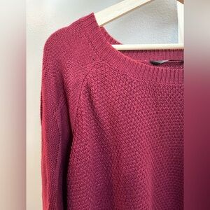 BloomChic Textured Crew Neck Sweater - Raspberry